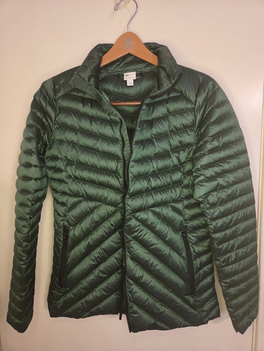 Green Packable Down Puffer Jacket Full Zip Size S
